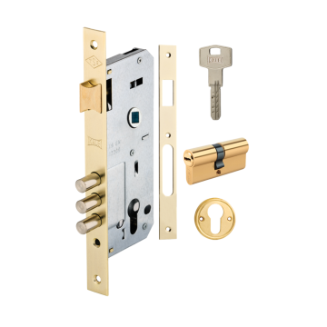 Kale High Secuirty Mortise Lock 45mm With 65mm Cylinder - Brass